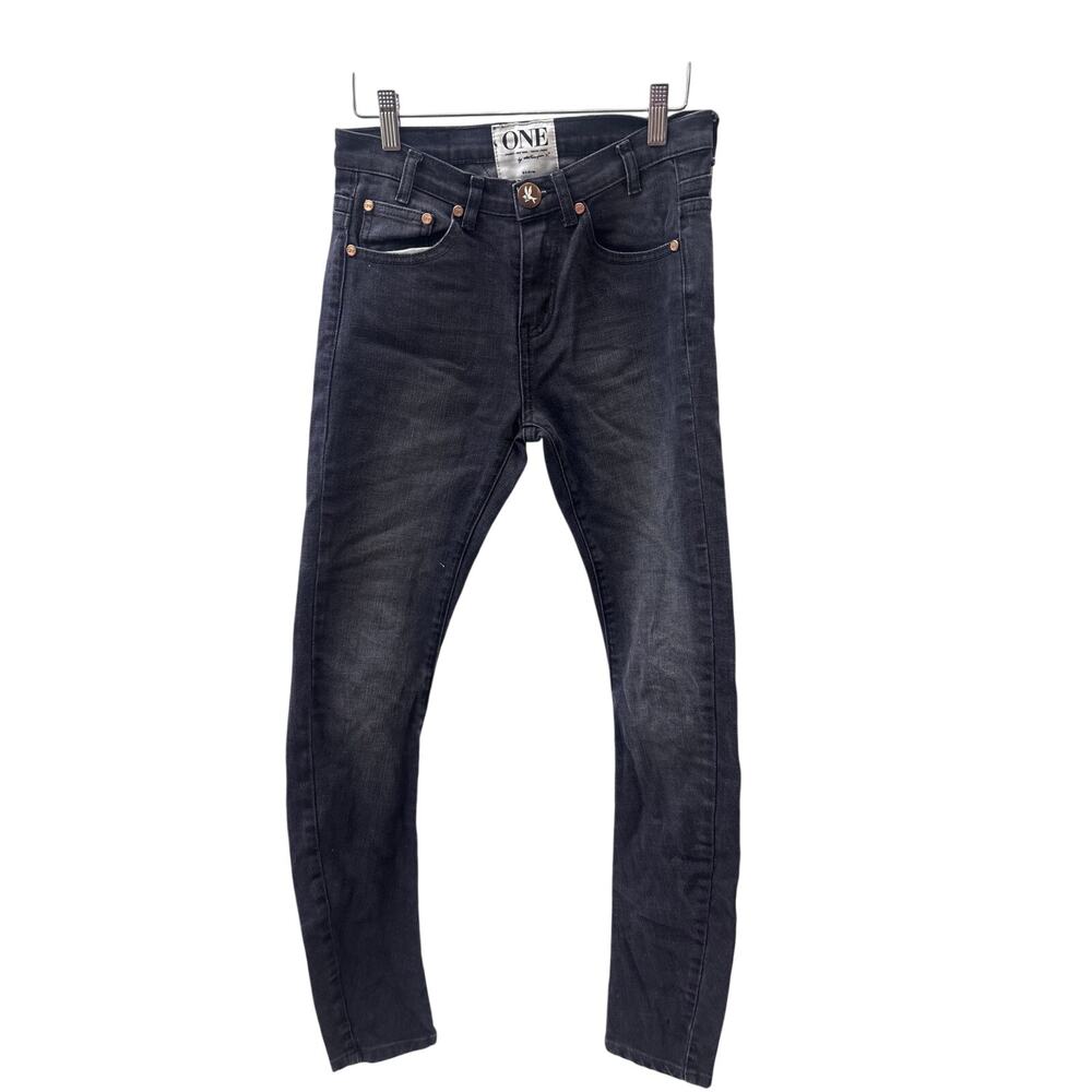 NWT One Teaspoon Sz 26 Black Musk Hoodlums Skinny Bow Leg Low Rise Denim Jeans